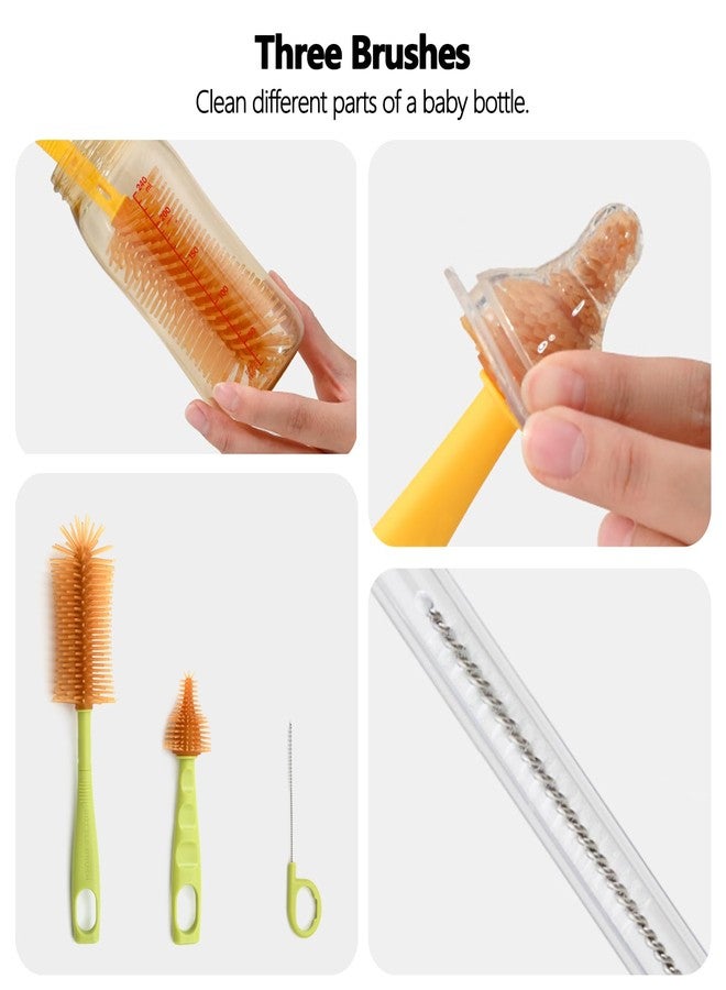 Ismosm Portable Baby Bottle Brush Kit Premium Silicone Bottle Cleaner Brush, Nipple Brush, Straw Brush, Soap Dispenser, Bottle Drying Rack, and a Storage Organizer Case for Both Home and Travel Uses (White) - Image 5
